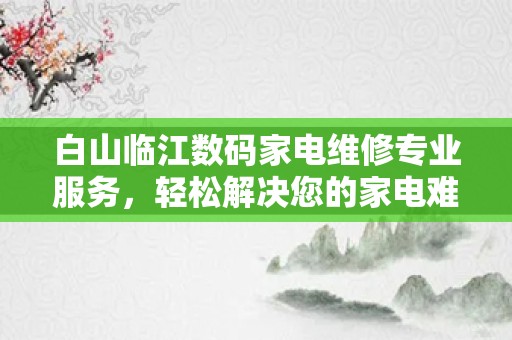 白山临江数码家电维修专业服务，轻松解决您的家电难题