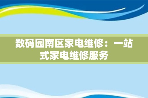 数码园南区家电维修：一站式家电维修服务