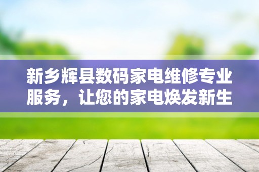 新乡辉县数码家电维修专业服务，让您的家电焕发新生！