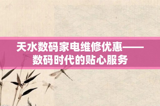 天水数码家电维修优惠——数码时代的贴心服务
