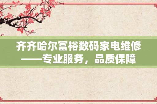 齐齐哈尔富裕数码家电维修——专业服务，品质保障