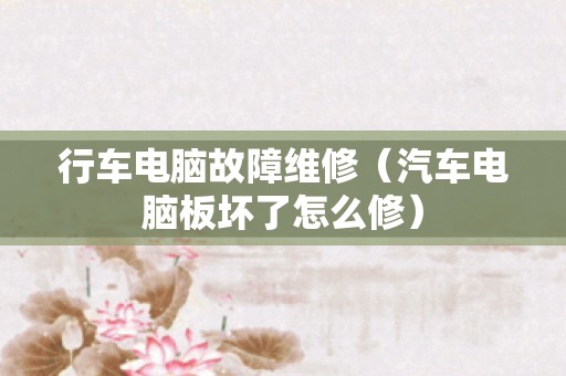 行车电脑故障维修（汽车电脑板坏了怎么修）