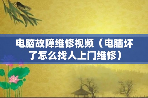 电脑故障维修视频（电脑坏了怎么找人上门维修）