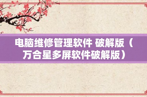 电脑维修管理软件 破解版（万合星多屏软件破解版）