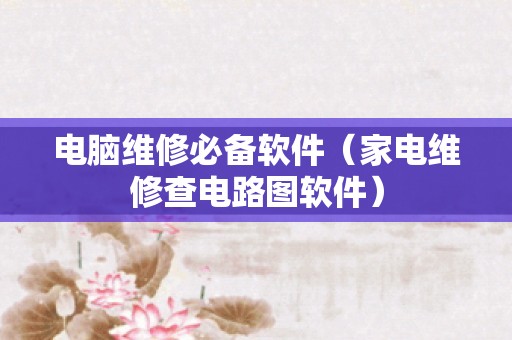 电脑维修必备软件（家电维修查电路图软件）