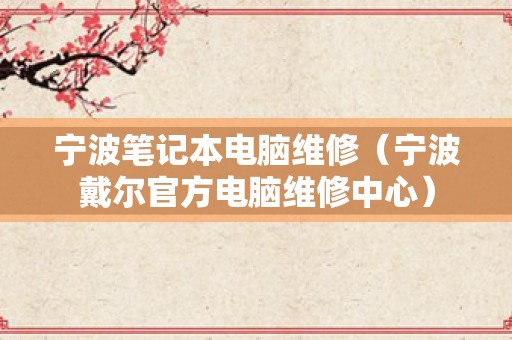 宁波笔记本电脑维修（宁波戴尔官方电脑维修中心）