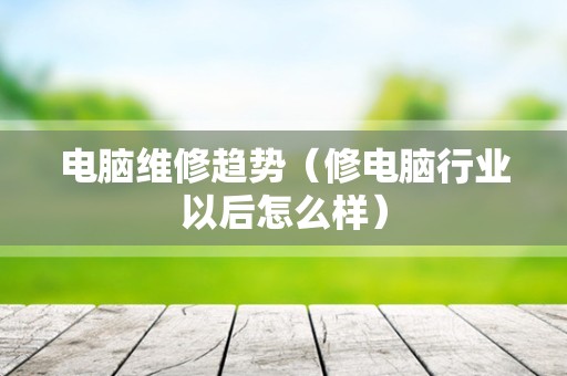 电脑维修趋势（修电脑行业以后怎么样）