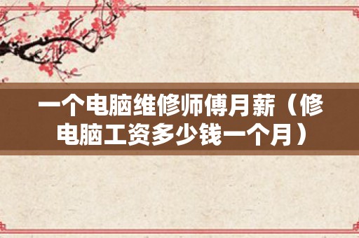 一个电脑维修师傅月薪（修电脑工资多少钱一个月）