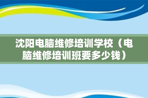 沈阳电脑维修培训学校（电脑维修培训班要多少钱）